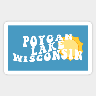 Sunshine in Poygan Lake Wisconsin Retro Wavy 1970s Summer Text Magnet